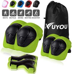 Kuyou Kids Protective Gear Knee Pads Elbow Pads With Wrist Guard For Skateboarding Inline Roller Skating Cycling Biking Bmx Ski Scooter