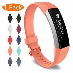 Kingacc Compatible Replacement Bands For Fitbit Alta Hr Fitbit Alta Silicone Fitbit Alta Hr Band Alta Band Buckle Wristband Strap Women Men 1-PACK Orange Small