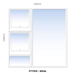 Top Hung Aluminium Window White PTT1515 2 Vent W1500MM X H1500MM