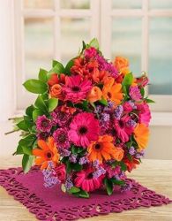 Bouquet Of Bright Gerberas Roses And Sprays