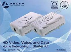 2 Asoka Pluglink ETH-200 Mbps Homeplug Powerline Ethernet Adapter - 9661-I3 2 Units