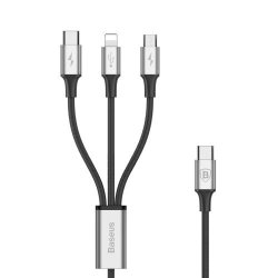Baseus Speed Series 1.2M 3A 1 X 8PIN + 1 X Micro USB + 1 X Type-c Data Sync Cable Charging Cabl...