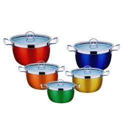 Condere Home 10 Piece Colourful Cookware Set - Pot Set And Bottle Opener