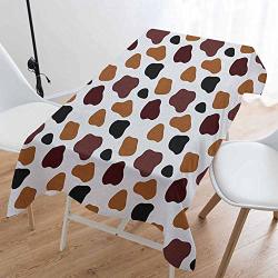 Fanoewi Wrinkle Free Rectangle Tablecloths Cow Print Cow Skin Animal Abstract Spots Milk Dalmatian Barnyard Camouflage Dots White Brown Black Holiday Dinner Picnic Kitchen