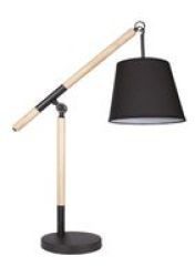 Bright Star Lighting - Metal And Wood Table Lamp With Black Fabric Shade