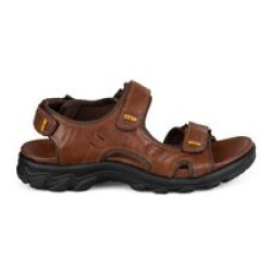 Men Outdoor Sports Sandals With Quad Hook And Loop Light Brown