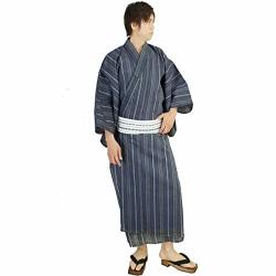 Japanese Men Woven Kimono Yukata Obi Set Ll Size Z29-10-LL