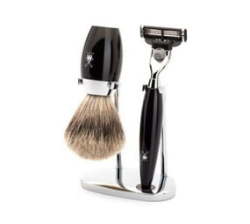 Shaving Set Kosmo 3 Piece Fine Badger Brush W 3 Blade MACH3 Razor - Black