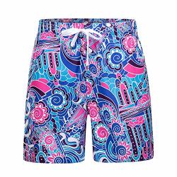 Kgke Men's Swim Trunks Sportwear Quick Dry Board Shorts With Lining Tropical Blue L