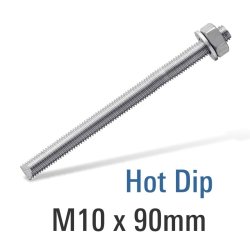 Dire EN8 Hot Dip Galv Stud M10X90 With Nut And Washer