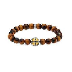 Cz Tiger Eye & Cross Bead Bracelet - 19.50 Cm