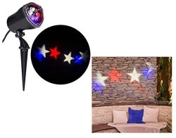 Americana Patriotic Red White & Blue Stars Whirl A Motion LED Projector Light For July 4TH