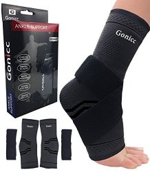 Gonicc Professional Foot Sleeve Pair 2 Pcs With Compression Wrap Support X Large Black Breathable Stabiling Ligaments Prevent Re-injury Boots Circulation Soothe Achy Feet Ankle Brace