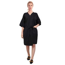 Lurrose Barber Grooming Smock For Women Men Salon Client Gowns Capes Robes Hair Salon Smock Waterproof Black 39.4 X 41.7 Inches