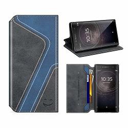 Smiley Sony Xperia XA2 Wallet Case Mobesv Sony Xperia XA2 Leather Case phone Flip Book Cover viewing Stand card Holder For Sony Xperia XA2 Stylish Black dark Blue