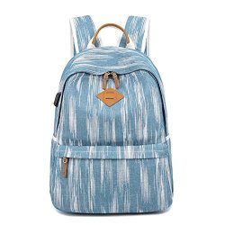 Women Yousu Water-resistant Canvas Backpack Classic College Backpack Girls School Bag With USB Charging Port