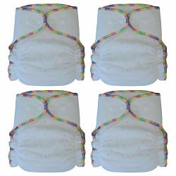Fitted Cloth Diaper: Overnight Diaper With 2 Cotton Bamboo Inserts One Size With Snap Buttons 4-PACK