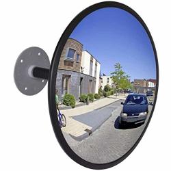 12" Indoor Convex Traffic Mirror Adjustable Security Mirror For Road Safety And Shop Security Black