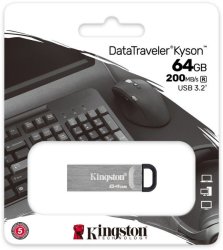 Kingston Technology - Datatraveler Kyson 64GB USB 3.2 Metal Flash Drive