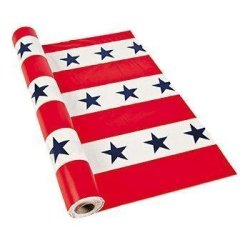 FX Cool Fun 13597578 Plastic Patriotic Tablecloth Roll
