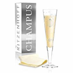 Ritzenhoff Champus Glass with Linen Napkin Design by Ingrid Robers 