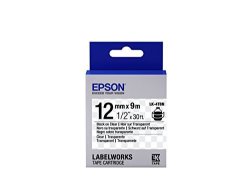 Epson Labelworks Clear Lk Replaces Lc Tape Cartridge 1 2" Black On Clear LK-4TBN - For Use With Labelworks LW-300 LW-400 LW-600P And LW-700 Label