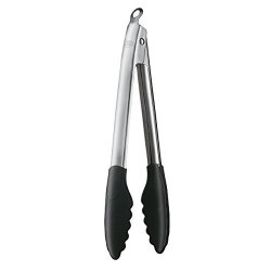 R Sle Stainless Steel Lock & Release Silicone Coated Cooking Tongs 12-INCH