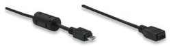 Manhattan Micro USB Am To Micro USB Female Hi-speed USB 2.0 Extension Cable 1.8 M Colour_ Black Retail Box Limited Lifetime Warranty