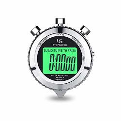 Rolilink Digital Stopwatch Timer Metal Stop Watch With Backlight 2 Lap Stopwatch Timer For Sports Competition
