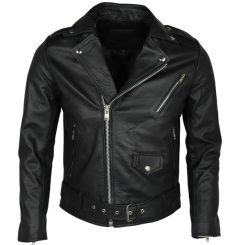 Schott Biker Style Black Jacket Buffalo Leather