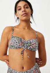 Cotton On Backless Ruched Front Bikini Top - Tropical Leopard