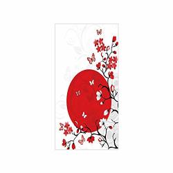 3D Decorative Film Privacy Window Film No Glue Japanese Japanese Culture Inspired Artwork Cherry Blossom Sakura Tree Eastern Vermilion Black White For Home&office