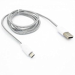 Braided 6FT Long White USB Cable Charging Power Data Wire For Huawei Ascend P6 P7 - Alcatel Onetouch - LG Exceed 2 - Optimus