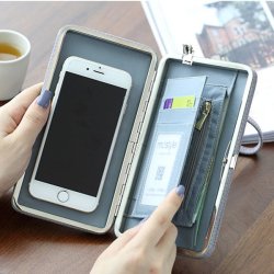 Hasp Bowknot Clutches Long Wallet Card Holder 5.5 Phone Sucker Case Bag For Iphone Huawei Samsung
