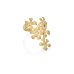 Two Stem Blossom Ring - 18KT Yellow Gold Vermeil