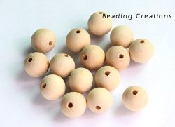 Wooden Beads - Natural - Raw Uncoated - Round - 14MM - 8 Pcs