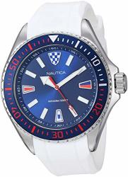 Nautica Men's NAPCPS902 Crandon Park White blue Silicone Strap Watch