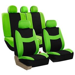 Fh Group FH-FB030115-SEAT Light & Breezy Green black Cloth Seat Cover Set Airbag & Split Ready- Fit Most Car Truck Suv Or Van