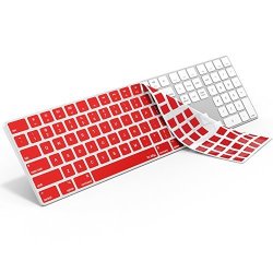Kuzy Red Keyboard Cover For Apple Magic Keyboard With Numeric Keypad Model: A1843 - Wireless Bluetooth Newest Version Skin Silicone For Imac - Red