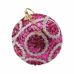 Christmas Decor Nmch Shatterproof Christmas Ball Ornaments Decoration Christmas Tree Hanging Decor Pendant Sticky Diamond Beads Sequins Ball 8CM Hot Pink