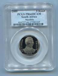 PROOF Pr 66 Super Rare - Pop 1 - Pcgs Graded Year 2000 Mandela Smiley P Dcam Coin