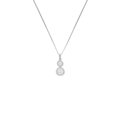 Sterling Silver Cubic Zirconia Double Halo Pendant