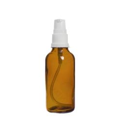 100ML Amber Glass Aromatherapy Bottle With Serum Pump - White 18 410