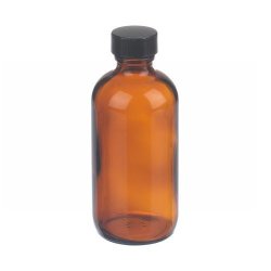 Wheaton W216855 Amber Glass Boston Round Bottle With Screw Cap 4 Oz Case Of 24