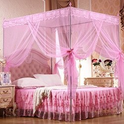 Braceus Romantic Princess Lace Canopy Mosquito Net No Frame For Twin Full Queen King Bed Size Twin Pink