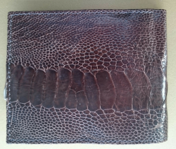 Ostrich Leg Leather Wallet Brown