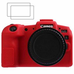 Zlmc Eos Rp Silicone Rubber Case Appliable For Eos Rp Canon Camera Protective Soft Cover Full Body Skin Red + 2 Packs Eos Rp Screen Protector Glass