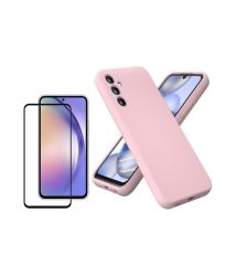Silicone Phone Case & Screen Protector Combo For Samsung Galaxy A54-PINK