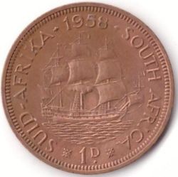 1958 South Africa 1 Penny Coin