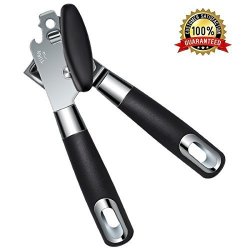 Manual Can Opener - Professional Tin Opener Portable 3 In 1 Built In Bottle Opener Safe And Smooth Cutting Edge Premium Stainless Steel Sharp